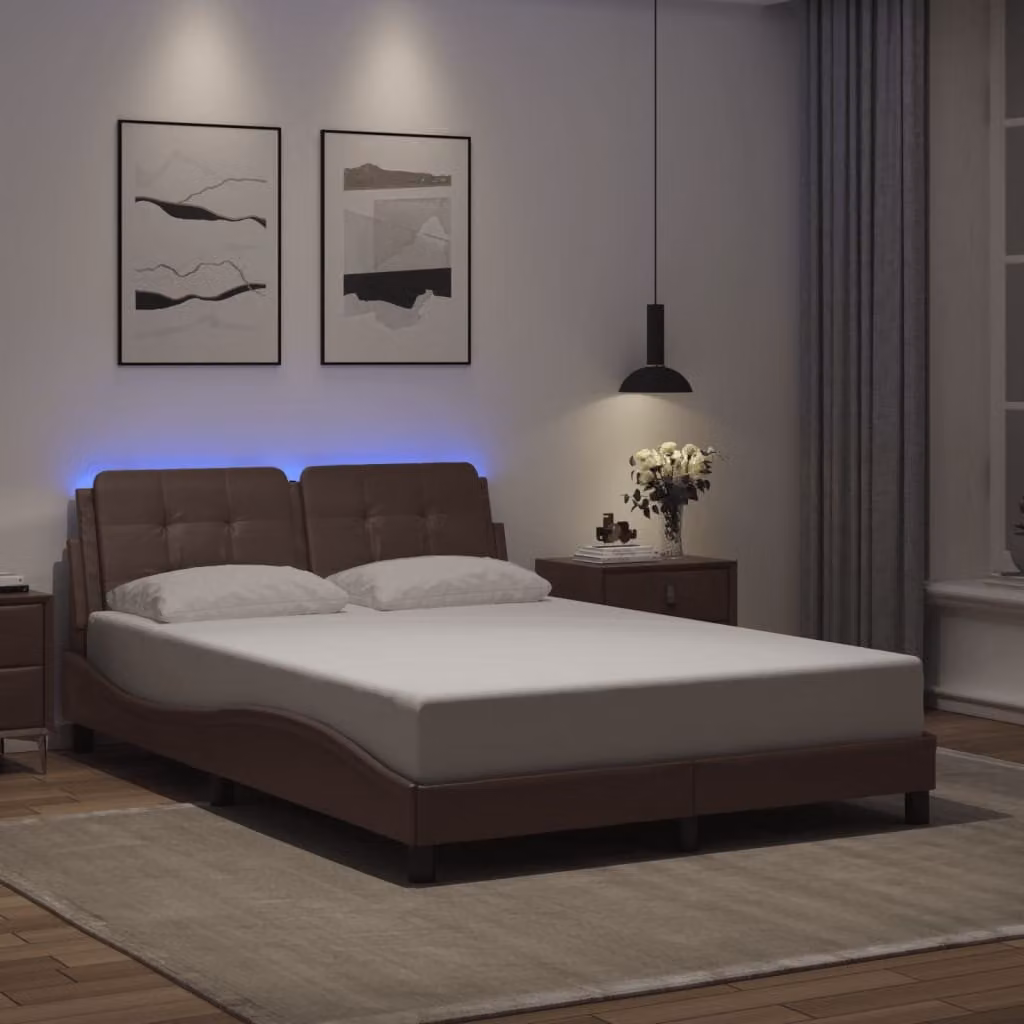 vidaXL Giroletto Zadar Grigio con LED e porta USB senza materasso L: 200 cm, P: 120 cm – 1