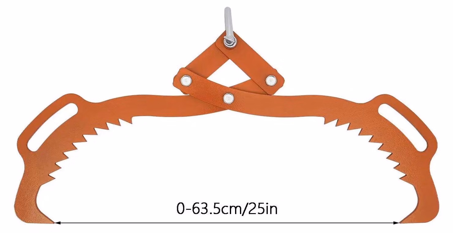 Pinza di sollevamento - Pinza per tronchi - Capacità di carico: 700 kg - Acciaio, 63,5 cm (25 pollici) - Adatta per verricelli e trattori - Colore: arancione