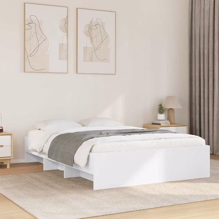 vidaXL Letto con contenitore e doghe in legno, Bianco, L 120 x P 200 x H 35 cm