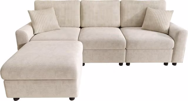 Divano moderno con pouf, Beige   Aosom Italy