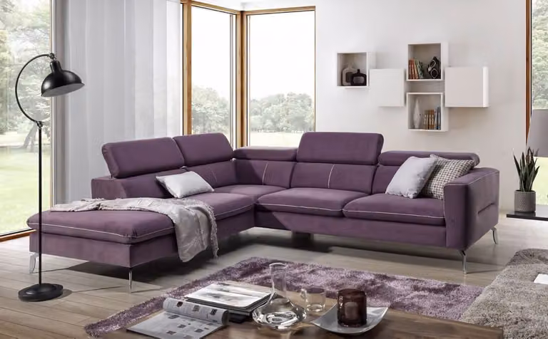 Ecksofa L-Form Sofa Wohnlandschaft Garnitur Polster Couch Design Modern Stoff
