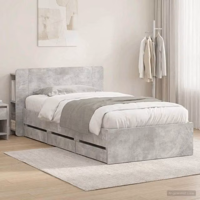 Struttura del letto con stoccaggio e testata Grigio Cemento 3433907