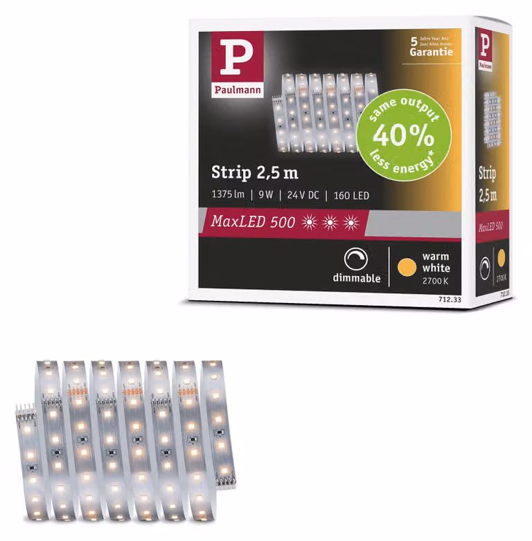 Paulmann MaxLED 500: Striscia LED, luce calda, modulo di estensione