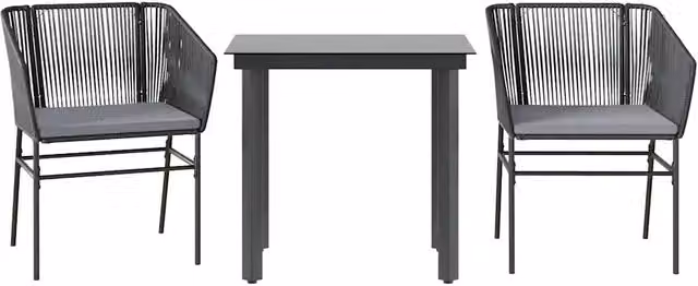 Set da Pranzo da Giardino 3 pz | Set Salotto da Giardino con Cuscini Polyrattan Vetro