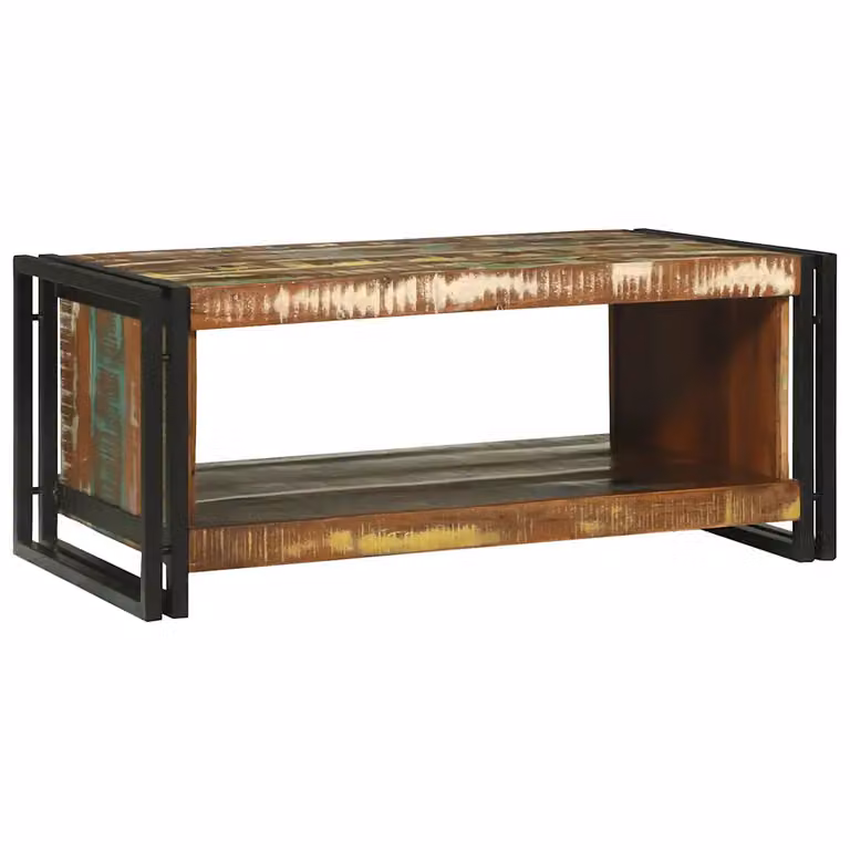 vidaXL Tavolino da salotto in legno recuperato massello marrone, L 90 cm x P 50 cm x H 38 cm