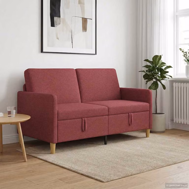 Divano moderno vidaXL con contenitore e seduta apribile, colore rosso, L: 152 cm, P: 78 cm, H: 87 cm