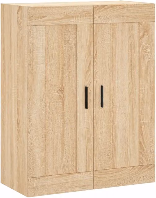 Armadietto a muro moderno in legno e metallo color rovere, L: 69,5 cm, P: 34 cm, H: 90 cm