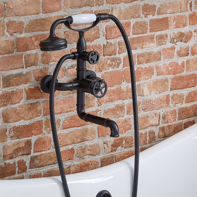 Miscelatore Parete Vasca Doccia Stile Industriale - Nero