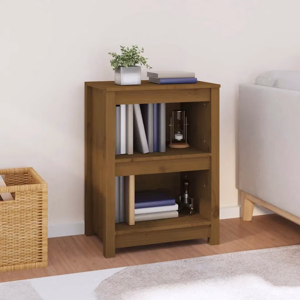 Libreria moderna vidaXL in legno massello di pino marrone opaco L: 50 cm, P: 35 cm, H: 68 cm
