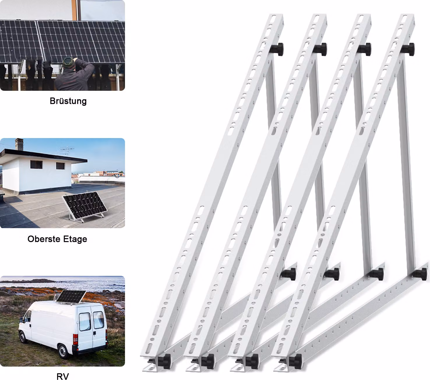 4 pezzi staffa fotovoltaica 118cm balcone centrale staffa pannello solare montaggio modulo fotovoltaico 46 pollici modulo fotovoltaico angolo regolabile 0-90 gradi
