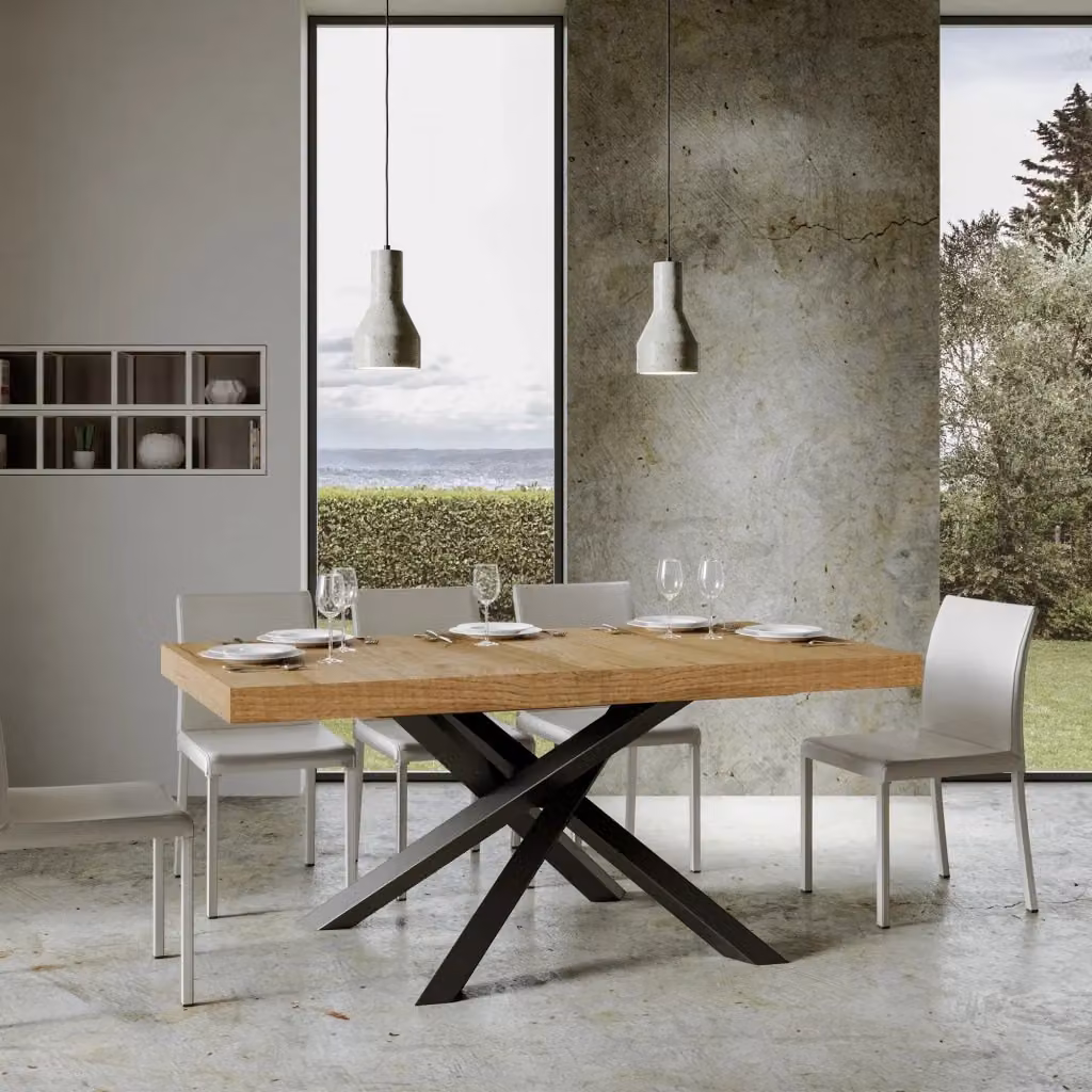 Tavolo da pranzo allungabile Volantis GIORDANOSHOP in legno di quercia colore marrone, L/P/H: 180-440 x 90 x 77 cm – 2