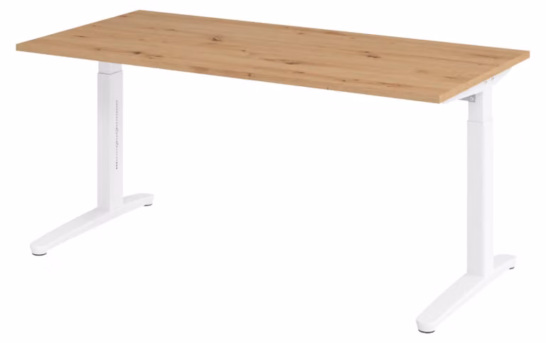 Scrivania bümö serie XB - Dimensioni: 160 x 80 cm, finitura: rovere nodoso, struttura: bianco