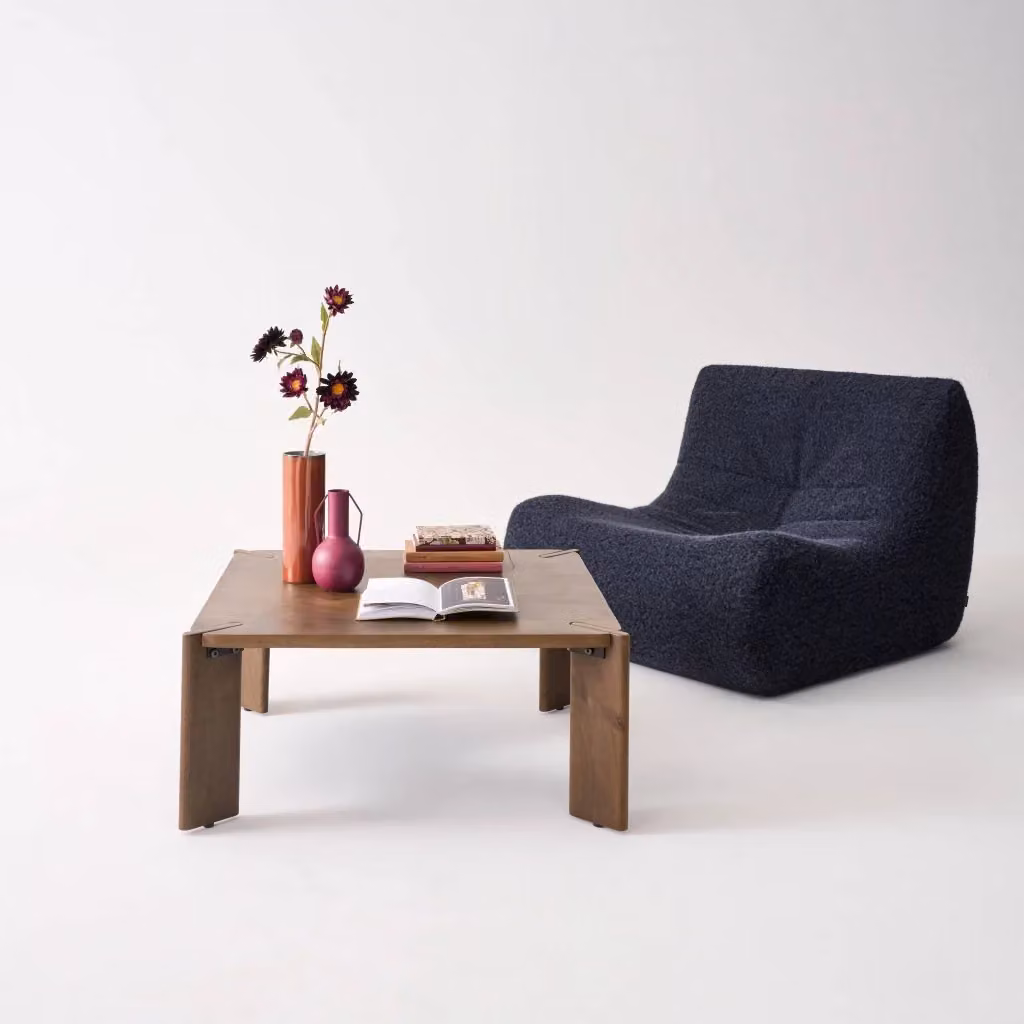 Tavolino quadrato etnico Sweeek in legno di mango e acacia, marrone, L: 80 cm, P: 80 cm, H: 36 cm – 2