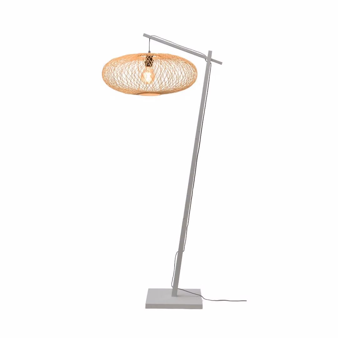 GOOD&MOJO - Lampada da terra Cango - Bambù bianco/naturale - 36x60x176cm per soggiorno, camera da letto