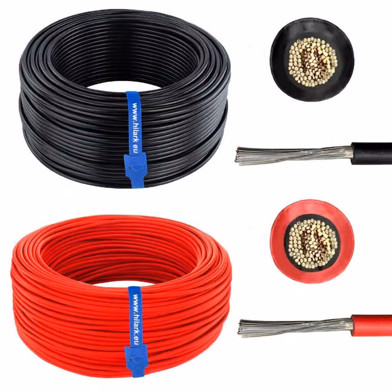 Set di cavi solari, colore rosso 25 metri + nero 25 metri, sezione 1x4mm²