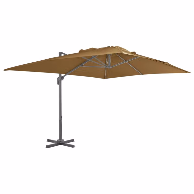 Ombrellone da Giardino con Base Portatile Tortora