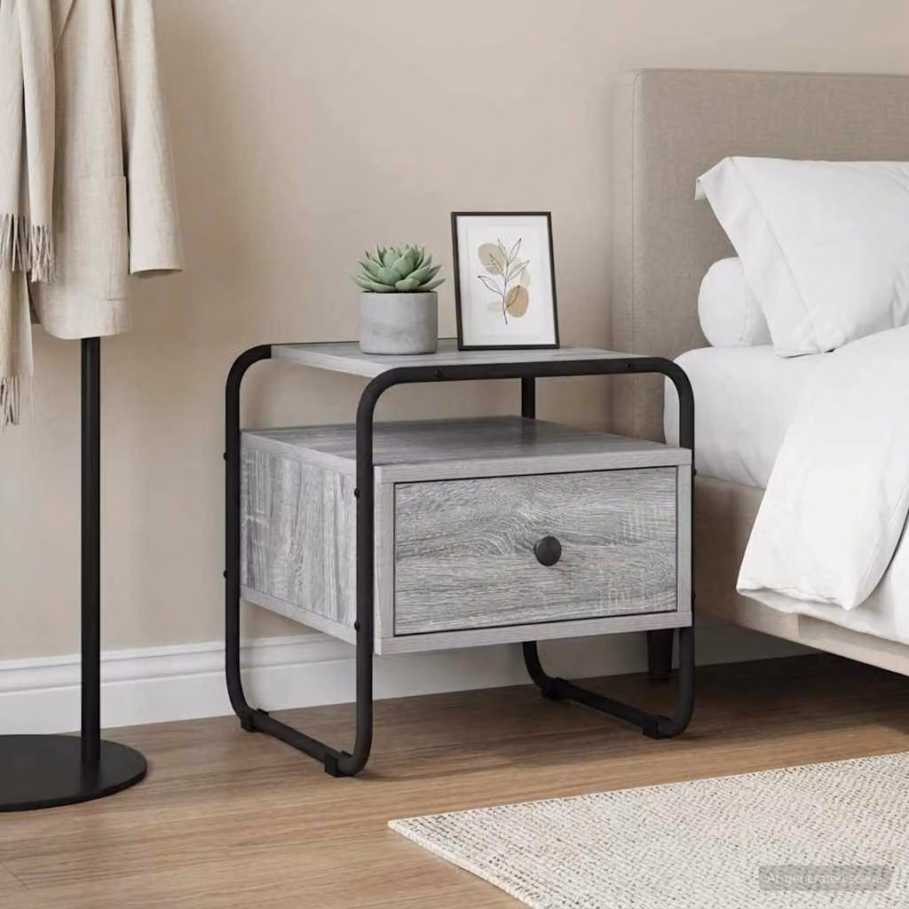 Armadio da notte vidaXL moderno in stile Sonoma grigio e nero L/P/H: 40 x 39,5 x 40 cm