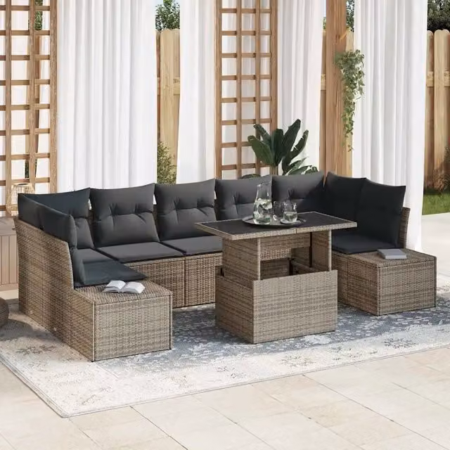 Set Divano da Giardino 8 pz Grigio 3357872