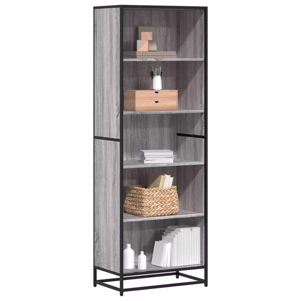 Libreria in stile industriale vidaXL Grigio con pannello posteriore, L: 60 cm, P: 35 cm, H: 170,5 cm