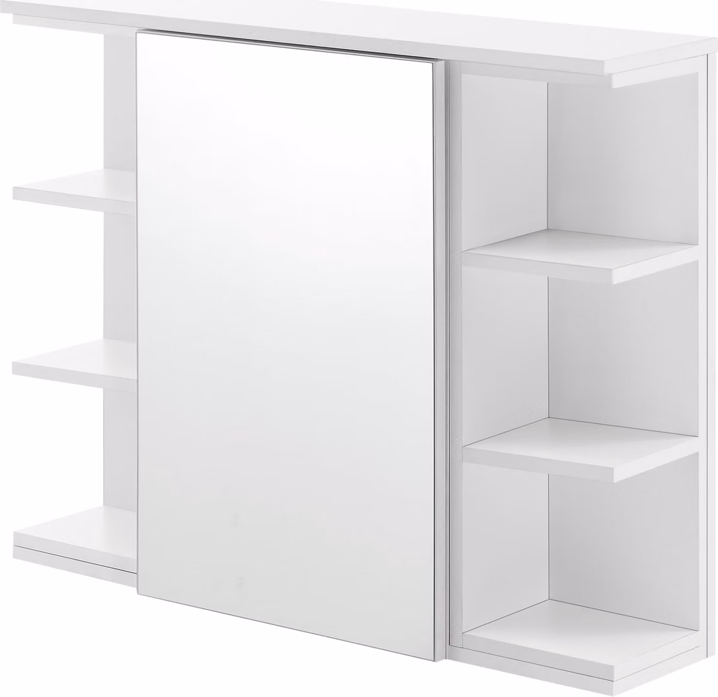 Armadio a muro per bagno 64 x 80 x 20 cm Armadio a specchio con anta e 3-3 ripiani Armadio a muro in truciolato bianco [en.casa]