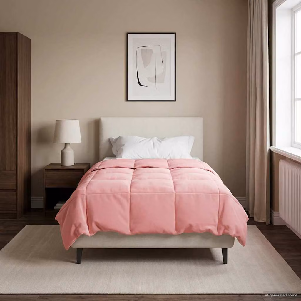 Piumino estivo traspirante e reversibile vidaXL in microfibra, Rosa, L 135 x P 220 cm