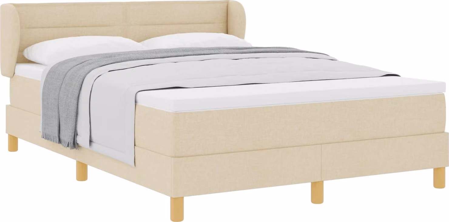 Letto a molle con materasso Crema 160 x 200 cm Tessuto