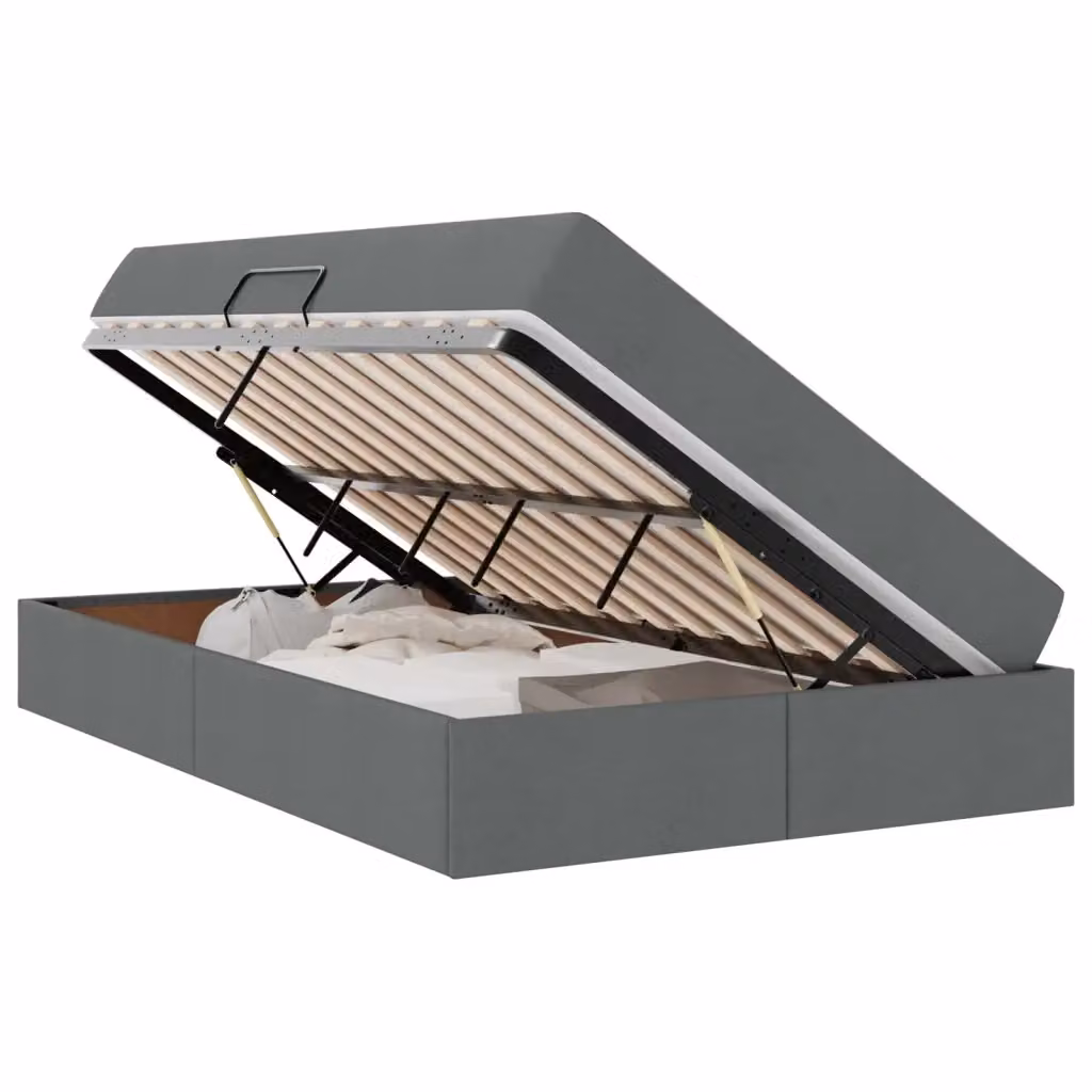 vidaXL Letto con contenitore e materasso moderno in tessuto Grigio scuro L: 120 cm, P: 200 cm, H: 43,5 cm – 2