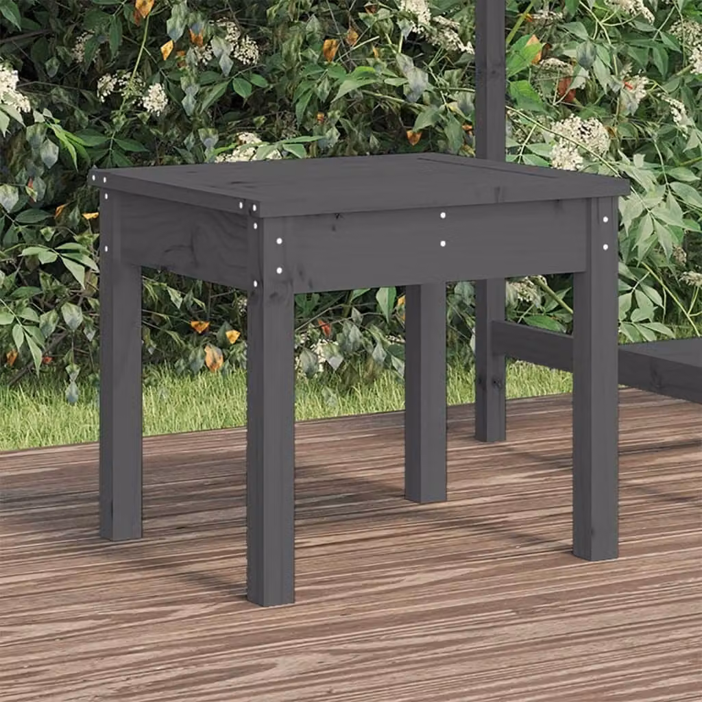 The Living Store Panca da giardino grigia 50x44x45 cm in legno di pino massiccio