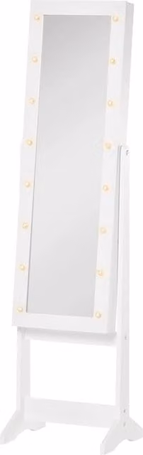 Organizzatore Gioielli Zephmum con Specchio e Illuminazione LED Bianco L 36 cm, P 30 cm, H 136 cm