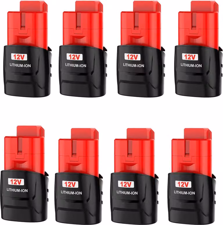 Batteria di ricambio per M12 - 12V Li-Ion - 3,5Ah 3500mAh - 8 pezzi - Senza caricatore - Compatibile con 48-11-2430/2411/2401 - Oro