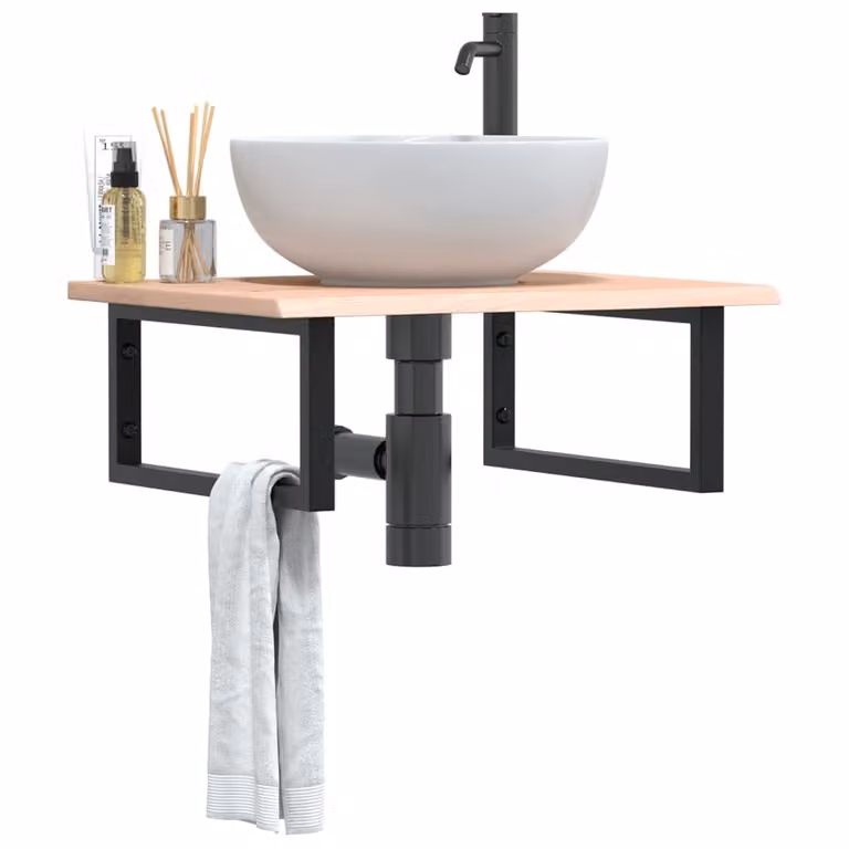 vidaXL Ripiano a Parete per Lavabo in Rovere e Metallo Nero e Marrone