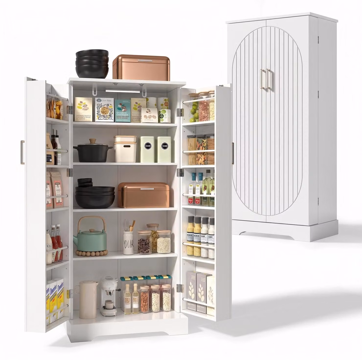 MobileR: Armadietto alto per cucina, armadietto alto da 60 x 35 x 128 cm, bianco, MDF