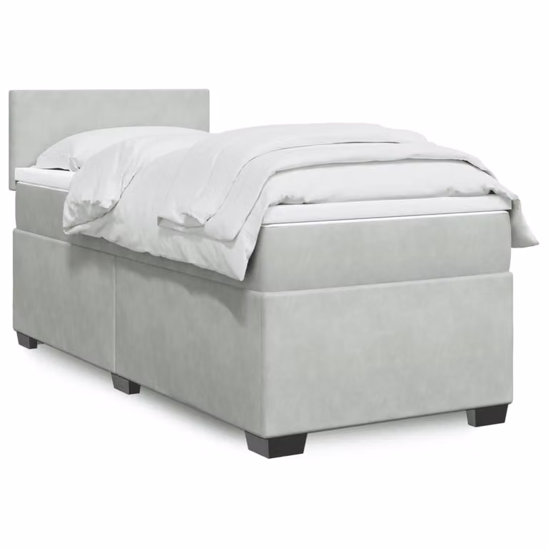 vidaXL Giroletto a Molle con Materasso Ibrido in Velluto Grigio e Bianco L/P/H: 200 x 80 x 100,5 cm