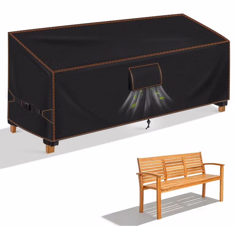 Copertura per panchina da giardino, adatta a 3 posti, dimensioni 163x70x63/86 cm, tessuto Oxford 420D, resistente ai raggi UV, impermeabile, colore nero