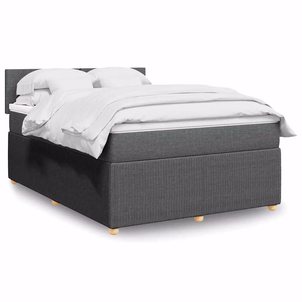 vidaXL Letto Ibrido con Giroletto a Molle e Materasso in Tessuto Grigio e Bianco L/P/H: 140 x 200 x 100,5 cm – 1