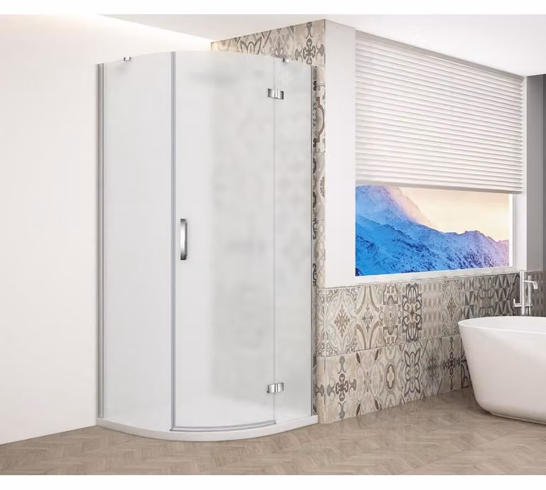 TRINITY CHROME Box doccia a quarto di cerchio 900x900 mm, vetro satinato, destra