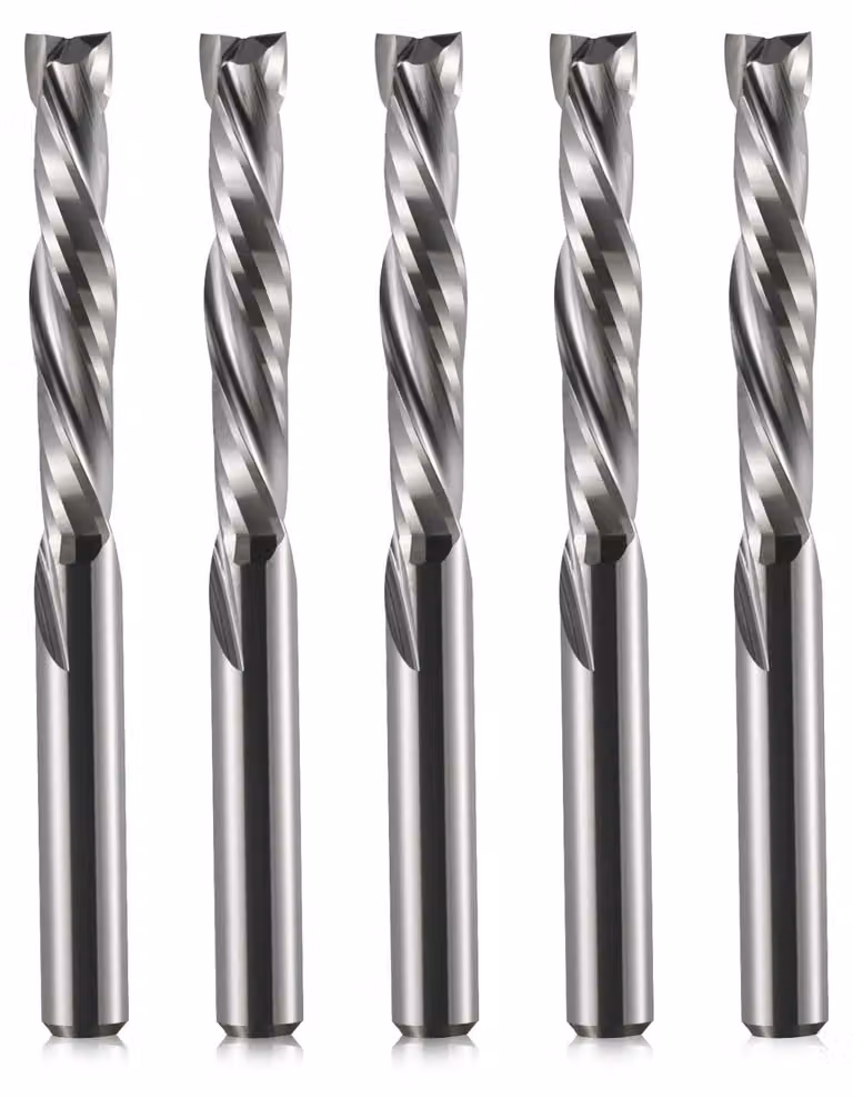 Fresa a due taglienti con angoli di taglio convergenti e divergenti, attacco da 4 mm, lunghezza di taglio di 22 mm, confezione da 5 pezzi