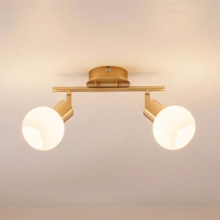 Faretto a soffitto ELAINA Lindby, dimmerabile, Ottone / Oro, Soggiorno / Sala da pranzo, Metallo, Moderno, Plafoniera