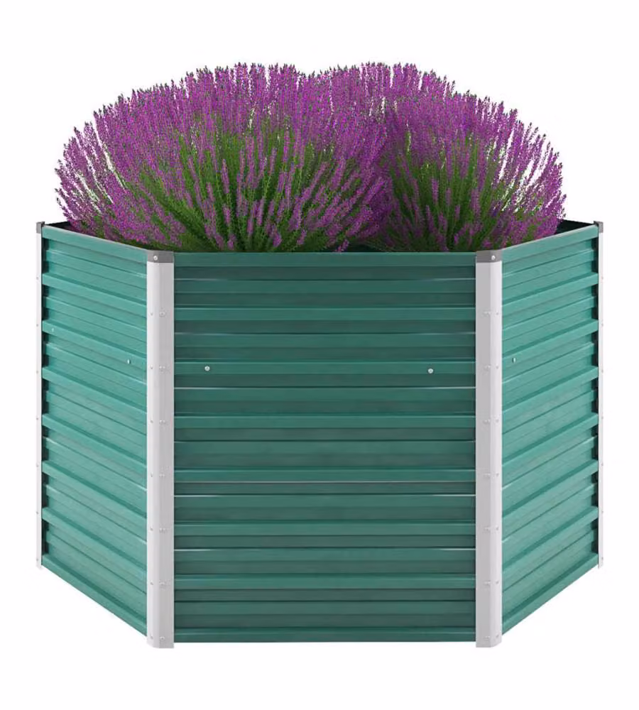 Letto Rialzato Giardino in Acciaio Zincato 129x129x77 cm Verde