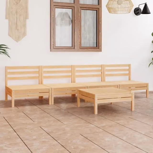 Set Divani da Giardino 5 pz in Legno Massello di Pino 3082487