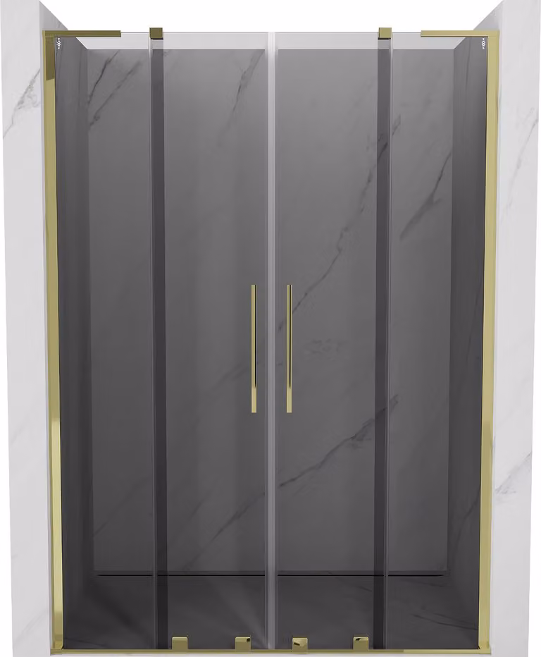 Mexen Velar L Duo porte doccia scorrevoli 160 cm, grafite, oro - 871-160-003-42-50