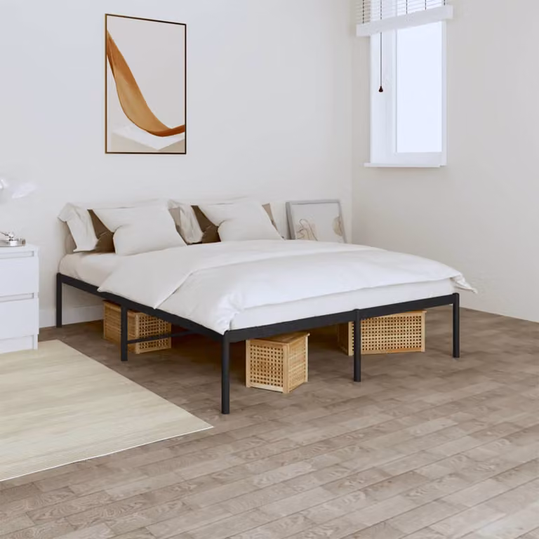 vidaXL Giroletto in Metallo Nero per Adulti L/P: 150 x 200 cm