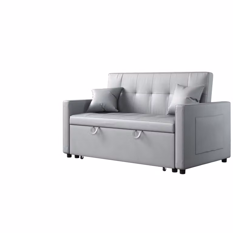 SONNI 140x94x78cm Divano letto matrimoniale grigio chiaro Divano e letto in uno, schiuma ignifuga, tessuto a zampa di gatto, con sacca di contenimento