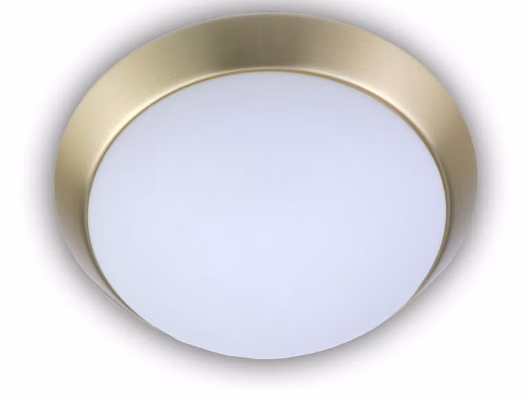 Lampada da soffitto a 3 luci, rotonda, Ø 50 cm, vetro opalino, ottone opaco, lampada da cucina