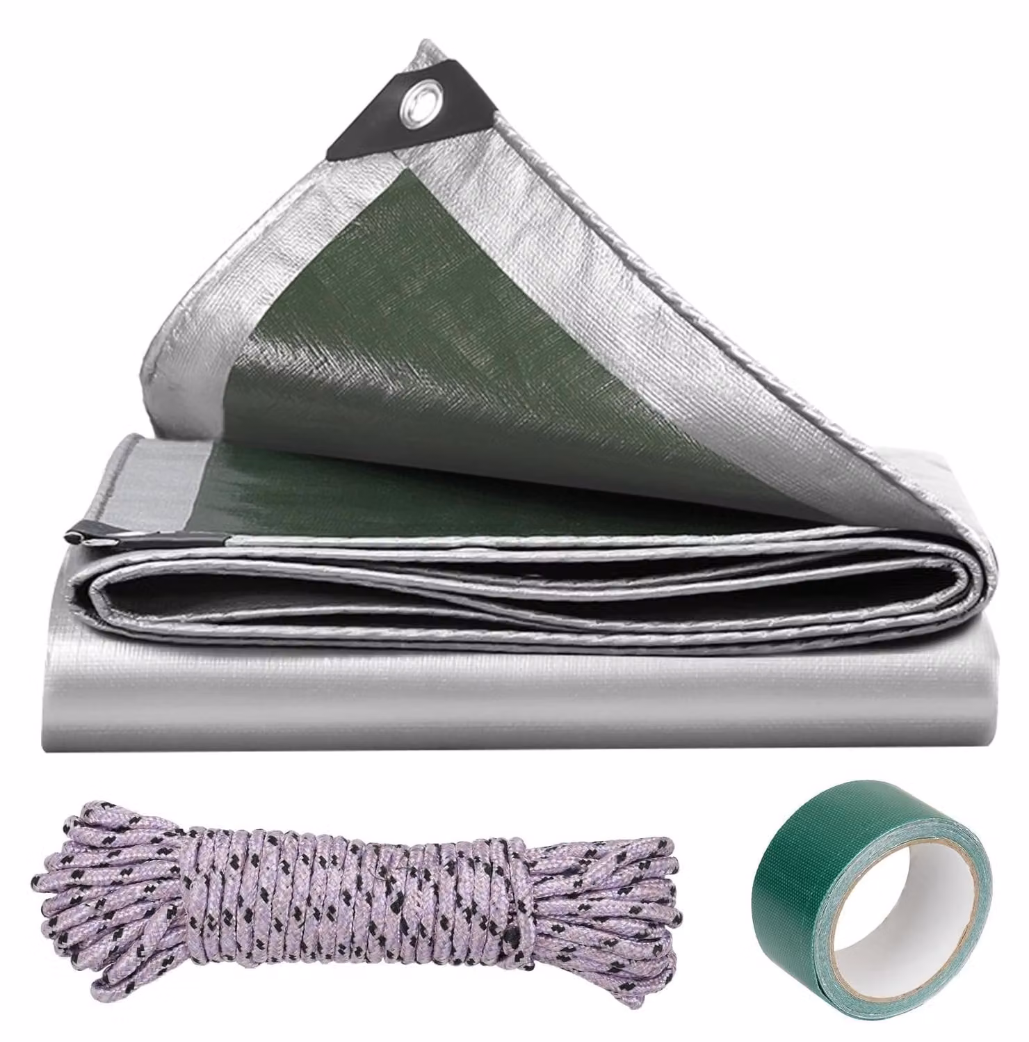 Omgoods - Telo protettivo impermeabile, 2 x 3 metri, argento/verde