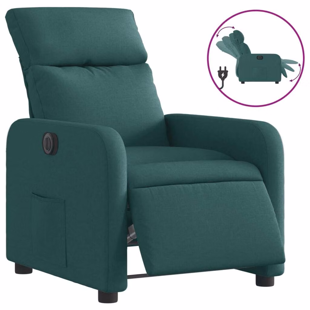 Recliner elettrico in tessuto verde scuro