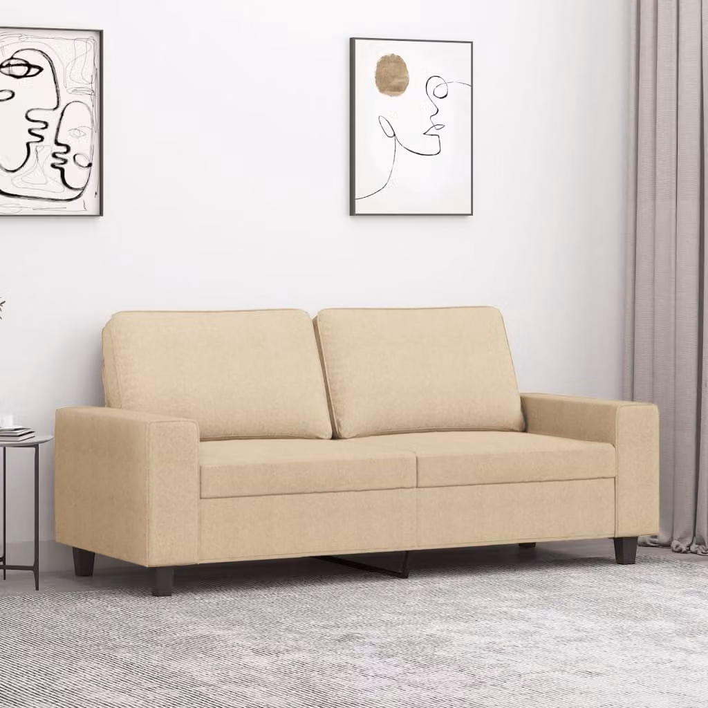 vidaXL Divano a 2 Posti Moderno in Tessuto Beige con Struttura in Metallo