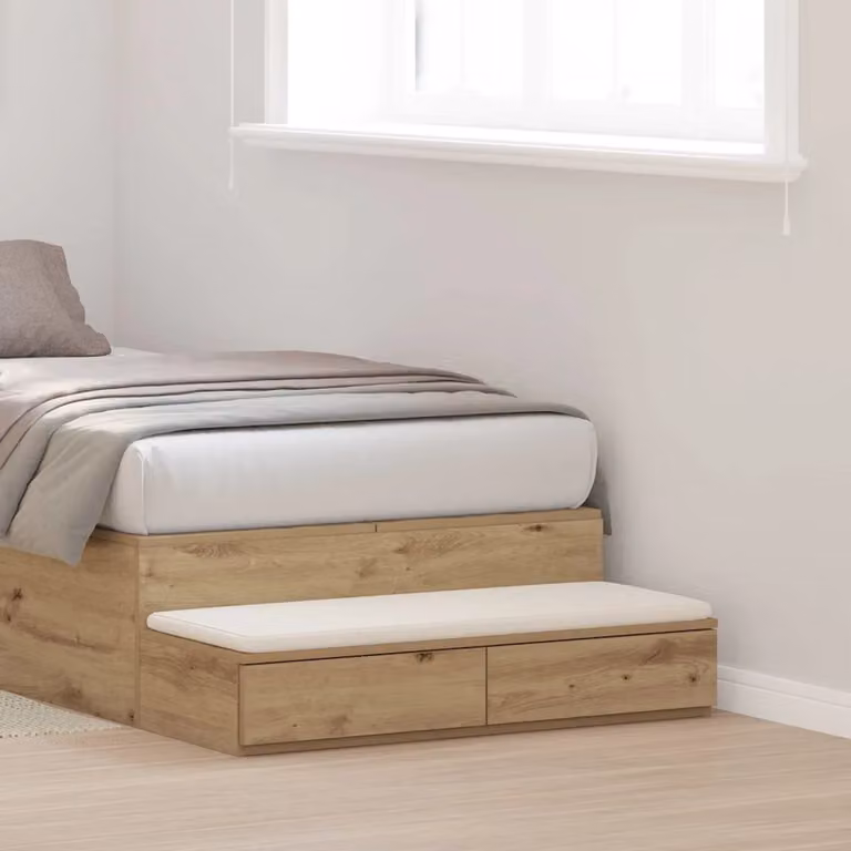 Cassetti per letto vidaXL in stile artigianale, marrone e beige, L 90 x P 36,5 x H 16,5 cm