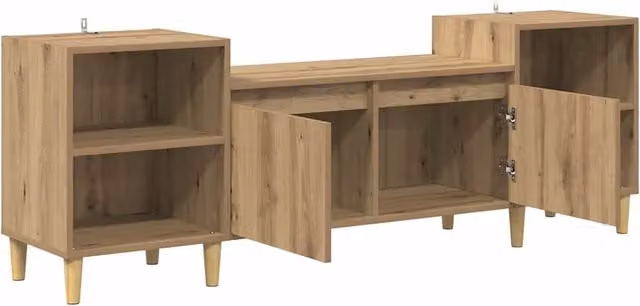 Mobile porta TV rustico in legno di rovere color marrone per soggiorno HELLOSHOP26 L/P/H: 160 x 35 x 55 cm