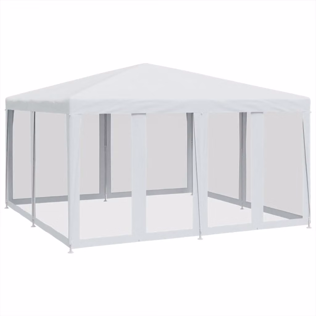 Tenda per Feste con 8 Pareti Laterali in Rete Bianco 4x4 m HDPE